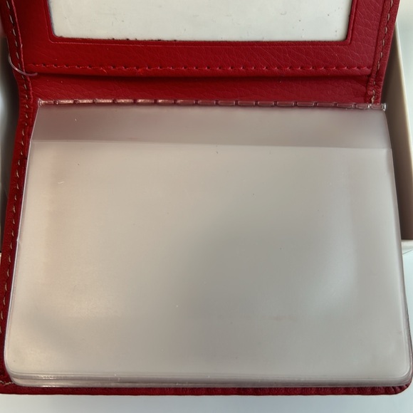 Charter Club Genuine Red Leather Card Case w/ID Window - Picture 6 of 11
